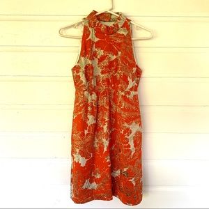 High neck low back sleeveless cocktail dress